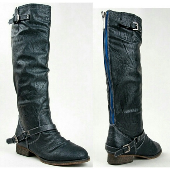 Breckelles Black Riding Boots Tall Women’s Size 7 - Picture 1 of 5